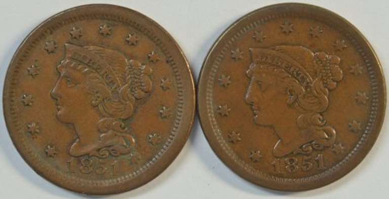 Pair of Choice XF 1851 Braided Hair Large Cents