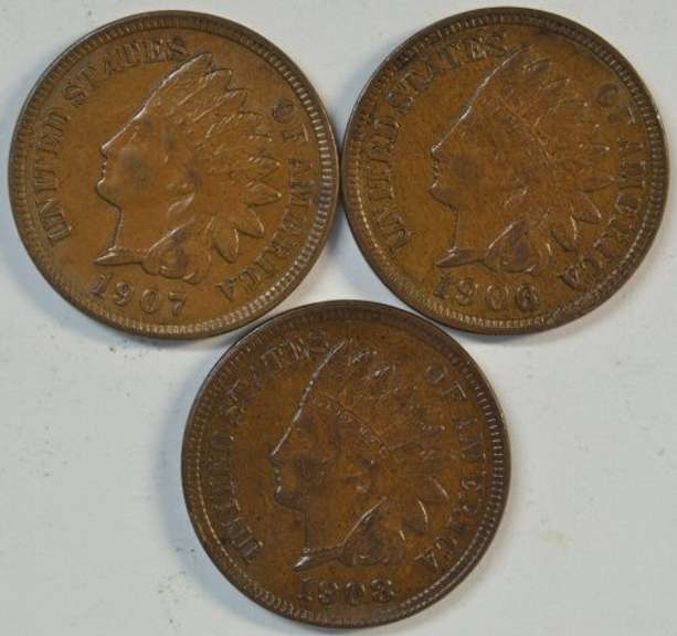 3 Diff. Choice Brown Uncirculated Indian Head Cents