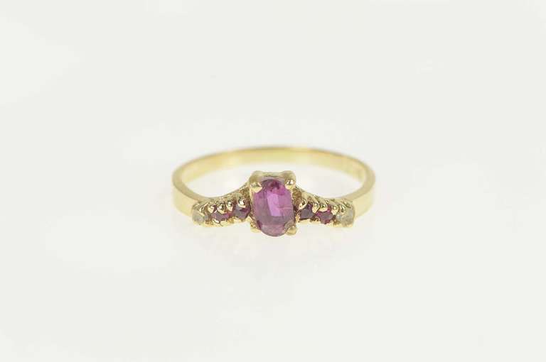 14K Yellow Gold Ruby Diamond Chevron Curved Engagement Ring