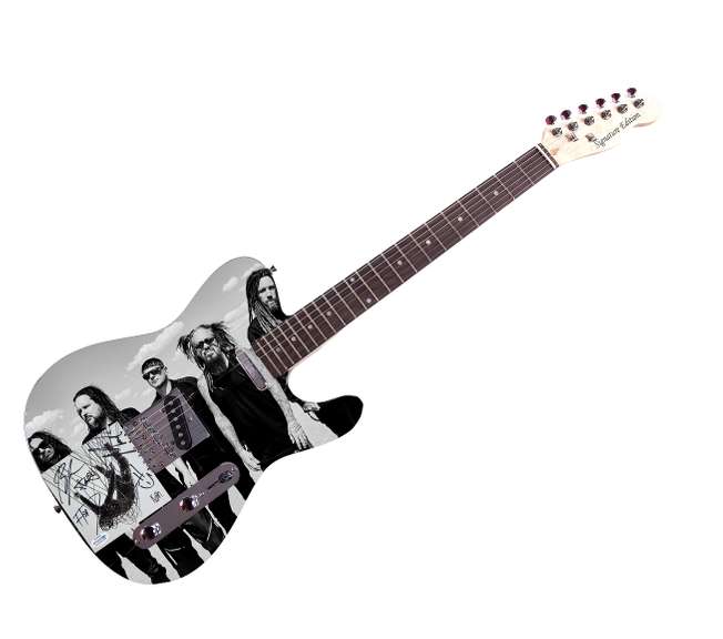 Korn Autographed Signed Full Band Photo Custom Graphics Photo Guitar