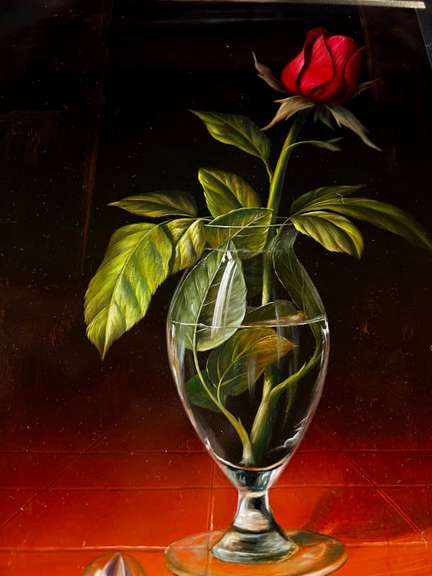 Rose in Glass with Marble