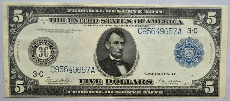 $ 5 Series of 1914 Fed Reserve Note