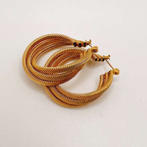 14kt Solid Yellow Gold Twisted Hoop Earrings