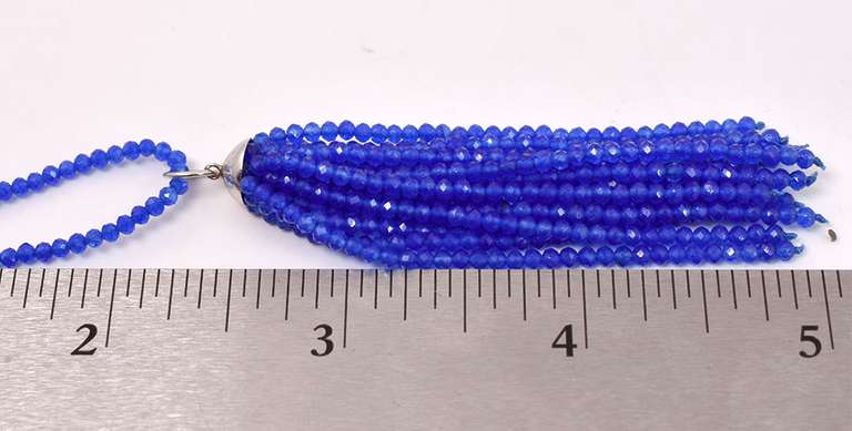 Brilliant Blue Spinel Beaded Necklace with 18K White Gold