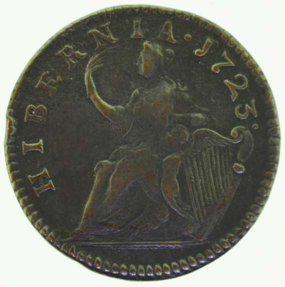 1723 Wood's Hibernia Halfpenny Martin 4.78 Gb.6, W-13120 Rarity-5 Very Fine