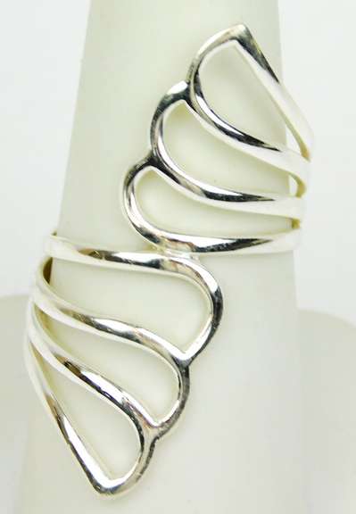Elongated Sterling Bypass Ring, Size 8
