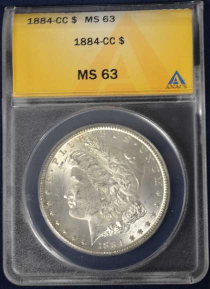 1884-CC Morgan Silver Dollar ANACS MS63