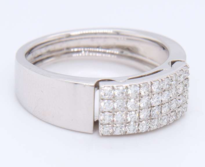 Wonderful White Gold Multi Row Round Cut Diamond Ring
