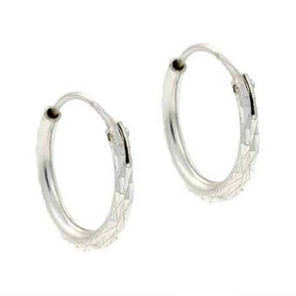 Sterling Silver Etched 12mm Hoop Earrings