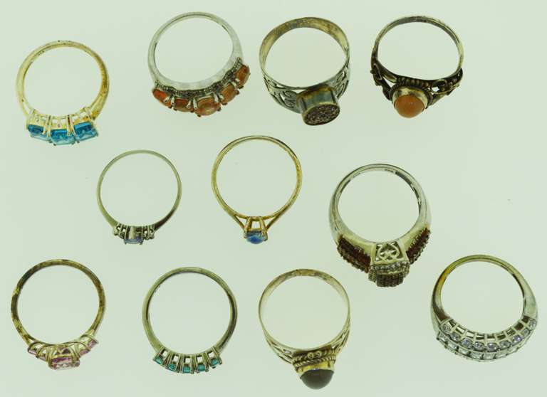 Sterling Silver Mixed Gemstone Ring Lot