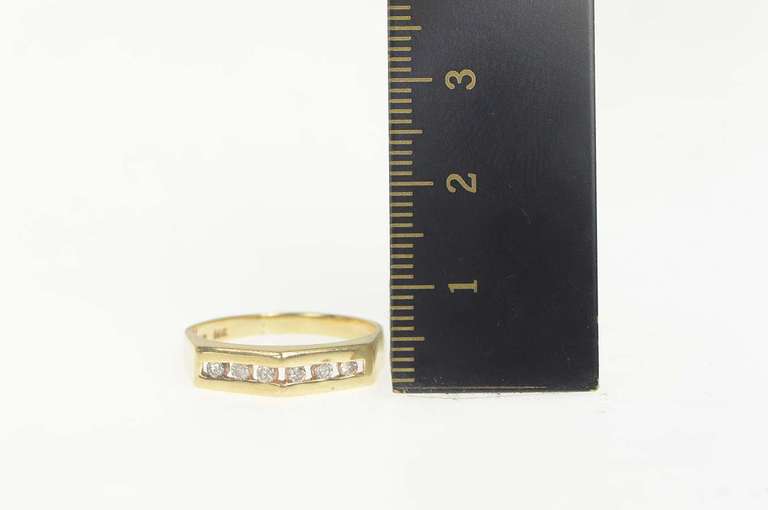 14K Yellow Gold Diamond Channel Squared Wedding Band Ring