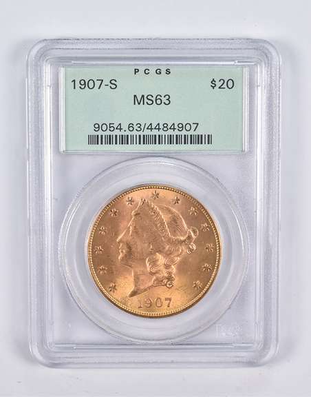 MS63 1907-S $20 Liberty Head Gold Double Eagle PCGS