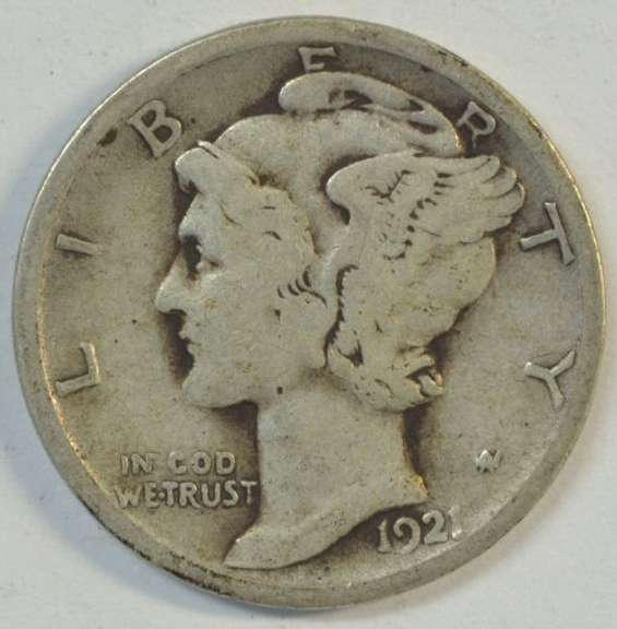 Key date 1921-D Mercury Dime in Fine+. Nice