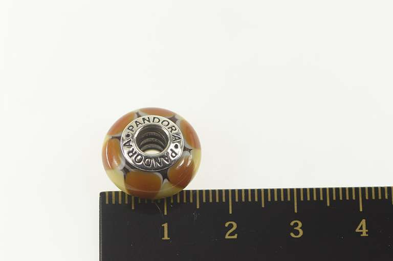 Sterling Silver Pandora Murano Glass Brown Tan Designer Charm/Pendant