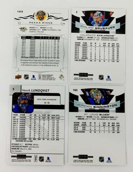4 Hockey Goalie Trade Cards