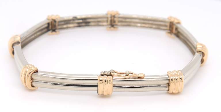 Gorgeous Two Tone Gold Station Bracelet