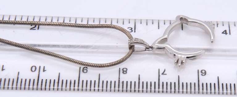 Vintage Sterling Silver Kitten Head Pendant on Chain Necklace