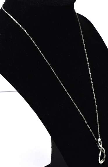 Sterling Silver Necklace With Blue Diamond Accents