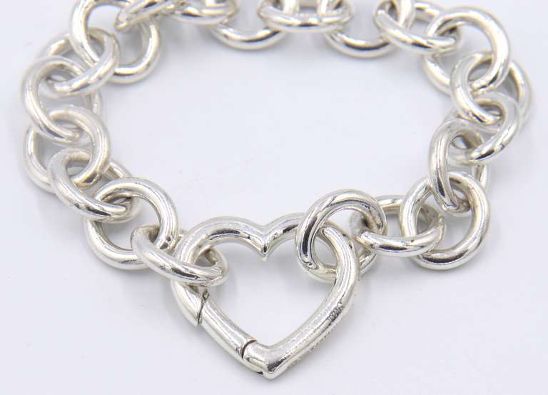 Tiffany & Co oval Link Bracelet with Heart Charm