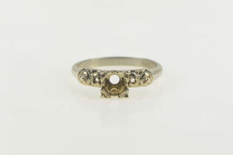 14K White Gold Vintage NOS 1950's Engagement 4.75mm Setting Ring