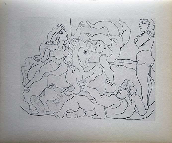 PABLO PICASSO, ACROBATS WITH A HORSE