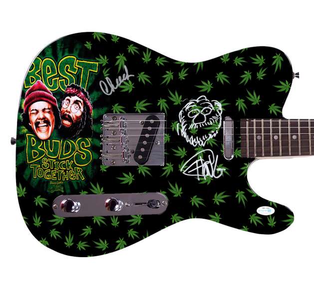 Cheech And Chong Weed 420 Best Buds Up in Smoke Graphics Photo Signed Guitar ACOA