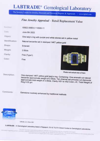 Dremy Yellow Gold Tanzanite and Princess Cut Channel Diamond Ring