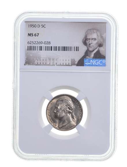 MS67 1950-D Jefferson Nickel - Graded NGC