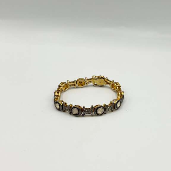 Unique  British Style 8ctw NATURAL DIAMONDS On 18kt Gold Filled Bracelet