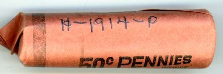 Roll of 1914-P Lincoln Wheat Cents