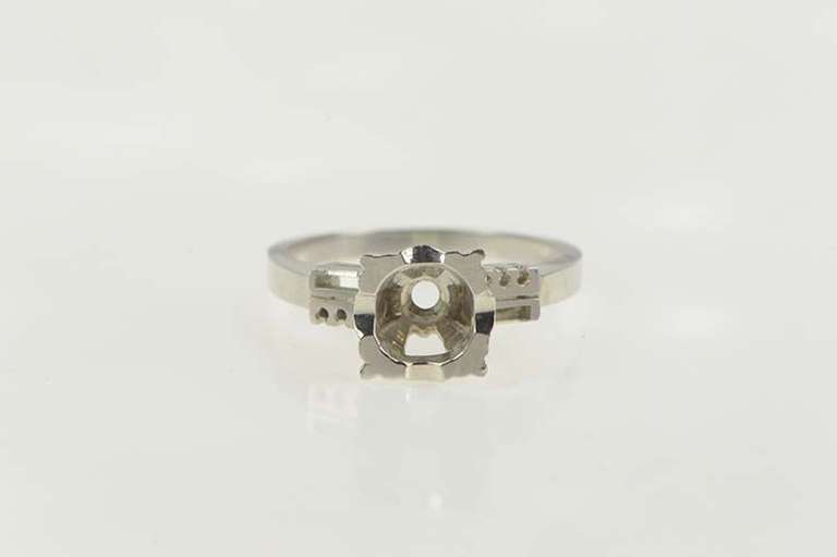 14K White Gold Vintage NOS 1950's 5.75mm Engagement Setting Ring