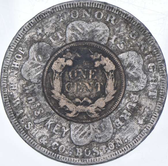 1858 Good Luck Cent - John H Walsh Whiskey