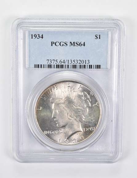 MS64 1934 Peace Silver Dollar PCGS