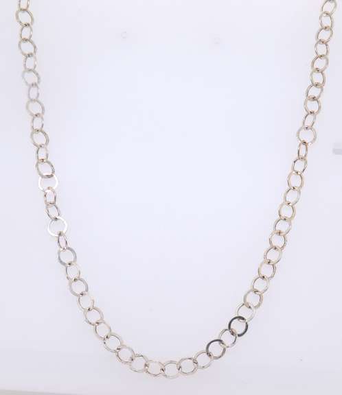 Vintage Italian Sterling Silver Circle Link Chain Necklace