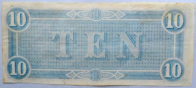 Feb 17 1864 Series Unc $10 CSA Note.