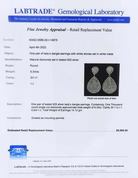 Stunning 6.24ctw Single Cut Diamond Dangle Earrings