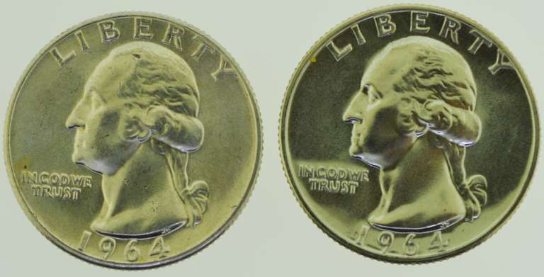 1964 Washington Silver Quarter lot of Two 25C US Coin