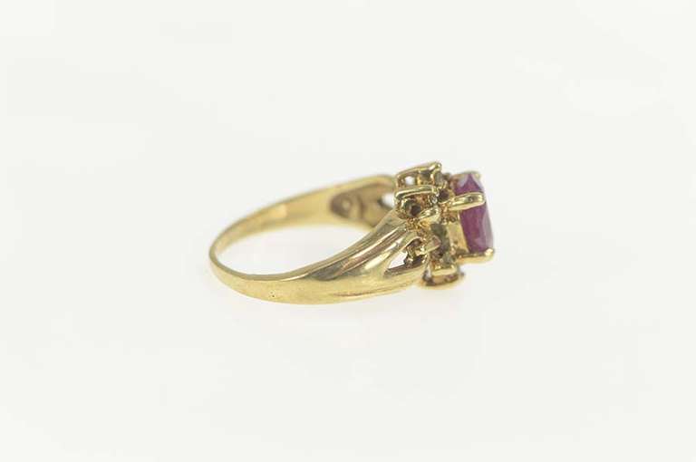 14K Yellow Gold Diamond Natural Oval Ruby Engagement Ring