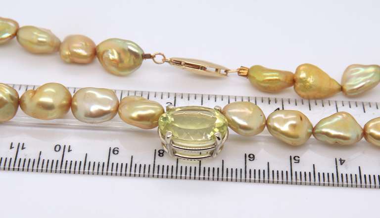 Pearl and Lime Quartz Stone Necklace