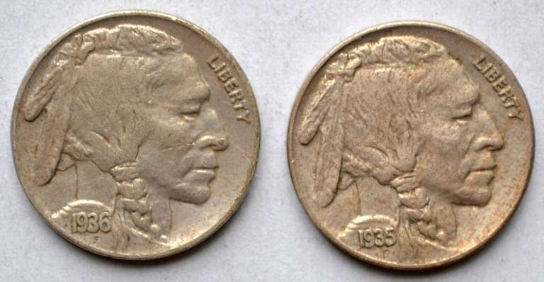 1935 1936 Unc Buffalo Nickels