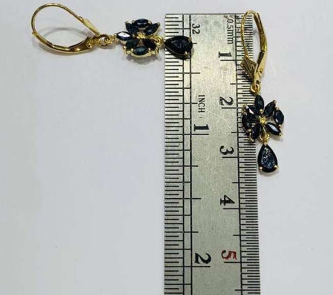 14kt Yellow Gold & Blue Sapphire Earrings