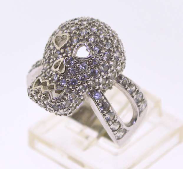 Sterling Silver CZ Skull Ring