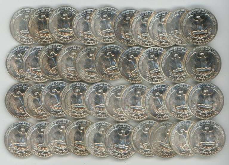 Choice to Gem BU Roll of 40 Washington Quarters 1954-1959