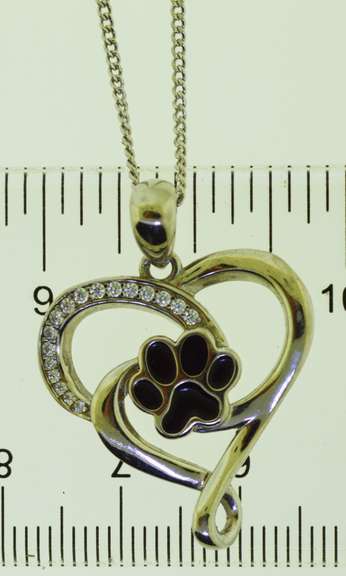 Sterling Silver Paw Heart Necklace