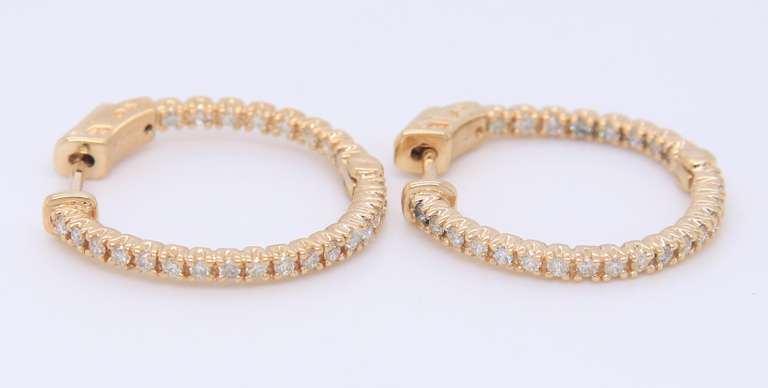 Brilliant Yellow Gold Diamond in out Hoop Earrings