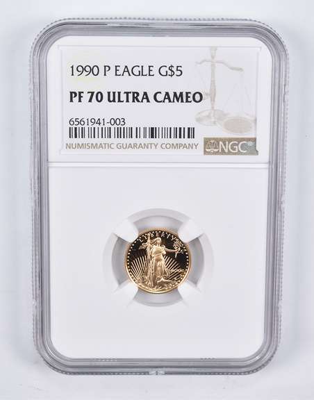 PF70 UCAM 1990-P $5 American Gold Eagle 1/10 Oz. .999 Fine Gold NGC