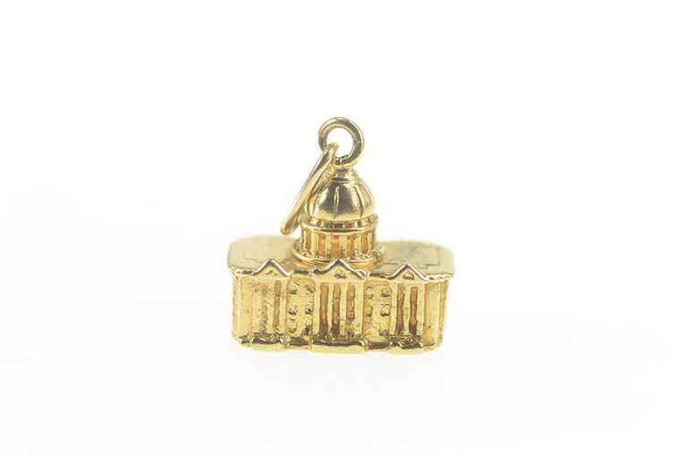 14K Yellow Gold Capitol Building Washington DC Landmark Charm/Pendant