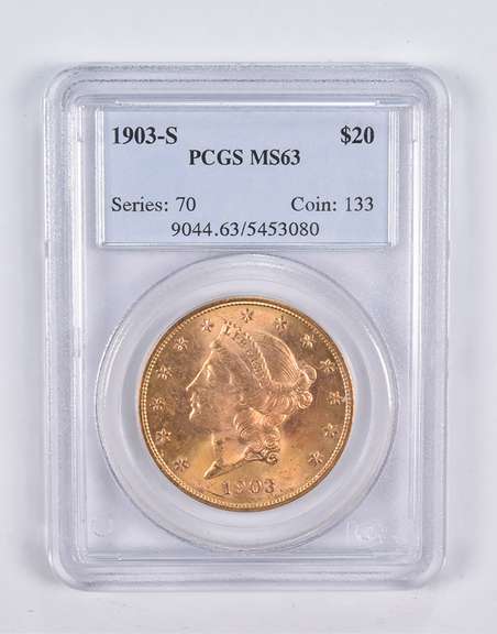 MS63 1903-S $20 Liberty Head Gold Double Eagle PCGS