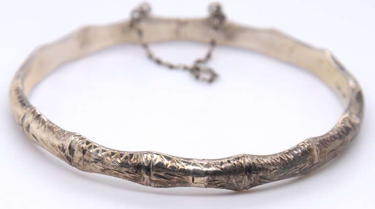 Vintage Sterling Silver Signed Bangle Bracelet
