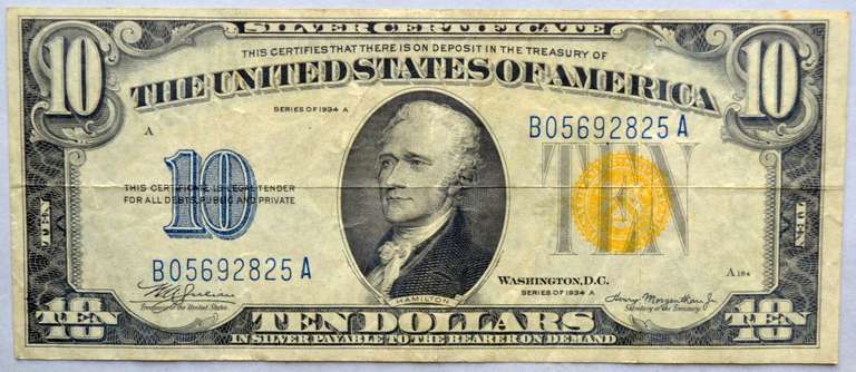 $10 1934 A North Africa Silver Certificate